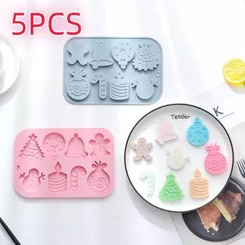 5 шт. в наличии милые 8 снеговиков колокольчики свечи пряничные человечки и другие рождественские тематические силиконовые формы для торта шоколадные формы 1PC синий