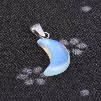 5 шт. в партии кулон из натурального камня в форме луны кристалл розовый кварц малахит цинковый сплав подвески для изготовления ювелирных изделий DIY аксессуары для ожерелья 12x28 мм 5Pcs/Gold Sand Stone