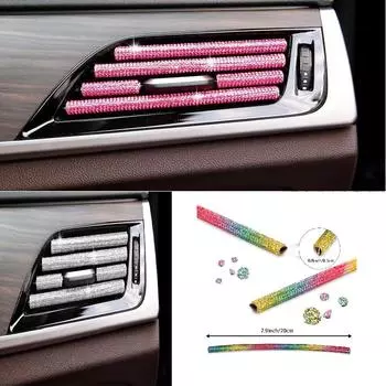 5 шт. в упаковке, автомобильные аксессуары со стразами, украшения для вентиляции кондиционера автомобиля, защитные полоски для воздуховодов автомобиля, гибкие серебряный