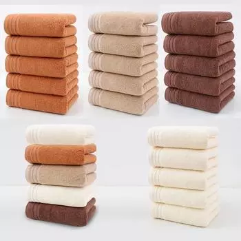 5 шт. в упаковке из чистого хлопка, простые атласные полотенца для лица, утолщенные полотенца для лица для взрослых, полотенца из чистого хлопка одного стиля для мужчин и женщин 73x34cm&5pcs красный