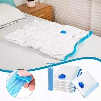 5 шт. вакуумных пакетов для хранения, прозрачный герметичный сжатый пакет с насосом, пылезащитный органайзер для хранения одежды, экономящий место в дороге L-80cm W-100cm чёрный