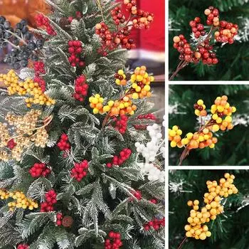 5 шт. вечерние фестиваль имитация ягод искусственные растения пенопластовые бобы рождественские ягоды ветки 5PC оранжевый