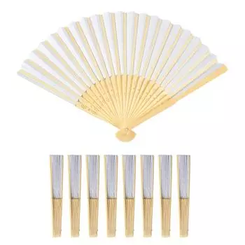5 шт. веер из бамбуковой бумаги, белый складной веер, свадебные подарки для гостей, украшение на день рождения, детская картина своими руками