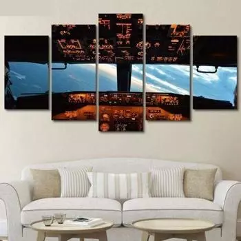 5 шт., вид на пилотную палубу, холст, картины, домашний декор, фотографии, настенный постер, искусство без рамки, 5 панелей, декор комнаты, современный HD принт, абстрактная тема 20x35 20x45 20x55cm