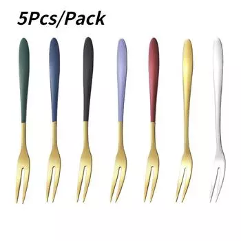 5 шт. вилка для фруктов, роскошные вилки для десерта из нержавеющей стали, золотые вилки для торта, милая мини-вилка, используемая для торта на вечеринке, вилка для улитки в ресторане