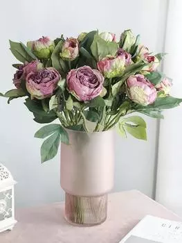 5 шт. винтажные искусственные цветы пиона 2 головки/пучок красивые прочные реалистичные не выцветающие искусственные пионы для офиса, свадьбы, украшения домашнего стола фиолетовый