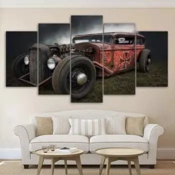 5 шт., винтажные картины с изображением хот-рода, настенное искусство, домашний декор, холст в рамке, современные 5 шт., HD печать, 5 панелей, абстрактные 20x35 20x45 20x55cm