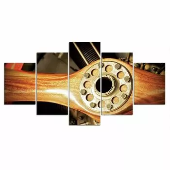5 шт., винтажный пропеллер самолета, холст, картина, настенная художественная печать, декор, картины, HD печать, домашний декор, без рамки, 5 панелей 20x35 20x45 20x55cm