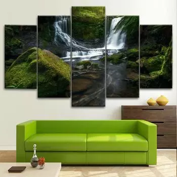 5 шт. водопад природа лес красота зеленый 5 шт. холст настенная художественная печать домашний декор HD плакат с принтом 5 шт. без рамки 5 панель 20x35 20x45 20x55cm