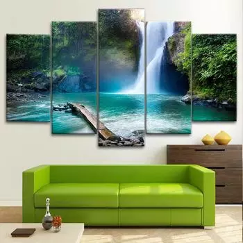 5 шт., водопад, река, художественная природа, красота, 5 шт., холст, настенный художественный принт, домашний декор, картины, плакат, HD печать, 5 шт., современный 20x35 20x45 20x55cm