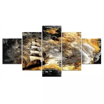 5 шт. военно-морская лодка корабль битва море океан Декор холст настенные художественные фотографии плакат HD печать без рамки 5 панелей декор комнаты картины 20x35 20x45 20x55cm
