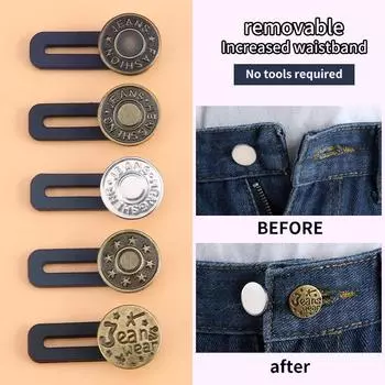 5 шт. волшебная металлическая кнопка-удлинитель для брюк, джинсов, бесплатный пошив, регулируемый размер, выдвижная талия, удлинители, кнопка, универсальная пряжка 5pcs