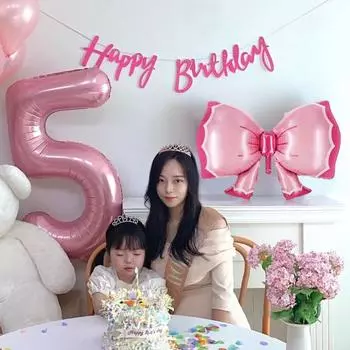 5 шт. воздушных шаров в форме банта из алюминиевой пленки, воздушные шары в форме банта для вечеринки для девочек, дня рождения, свадьбы, детского душа, декора красный