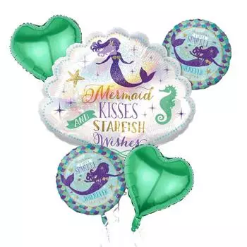5 шт., воздушный шар в виде ракушки из алюминиевой фольги, подводное украшение Русалки на день рождения и свадьбу
