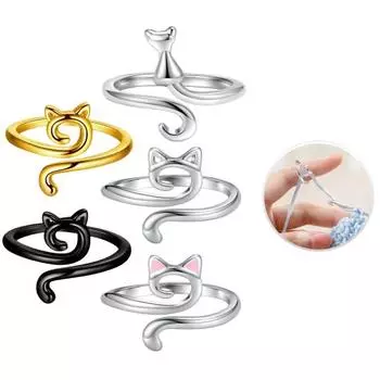 5 шт., вязаные крючком кольца на палец, очаровательный мультяшный дизайн, регулируемое украшение со стразами, устойчивое к коррозии кольцо для вязания крючком 5pcs