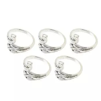 5 шт. вязаные крючком кольца серебряные павлиньи формы уникальный открытый дизайн устойчивые к ржавчине легкие вязаные