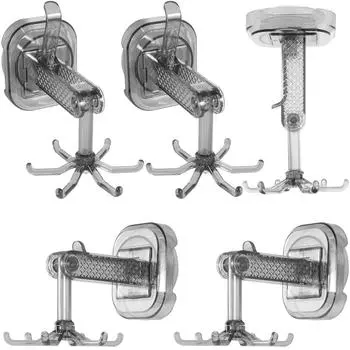 5 шт. вращающийся на 360° складной крючок с присоской для ванной комнаты, кухонная утварь, 6 крючков, органайзер для полотенец, вешалка для пальто