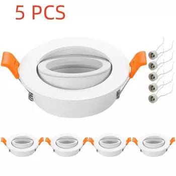 5 шт. встраиваемый светодиодный потолочный светильник с рамкой с цоколем GU10, регулируемый держатель лампы-прожектора, крепеж