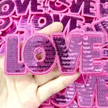 5 шт. вышитые нашивки цветочные полоски нашивки ремонт одежды аксессуары тканевые аппликации сумка декор сделай сам шитье пайетки LOVE 5pcs