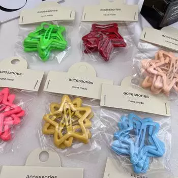 5 шт. Y2K для девочек, конфетного цвета, звездная шпилька, крутая заколка для волос в виде звезды, металлические заколки для волос BB, женская пентаграмма, аксессуары для головных уборов в стиле Харадзюку