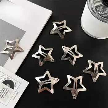 5 шт., Y2K, заколка для волос, милые заколки со звездами, металлические заколки для волос с серебряной звездой для девочек и женщин, модные аксессуары для волос