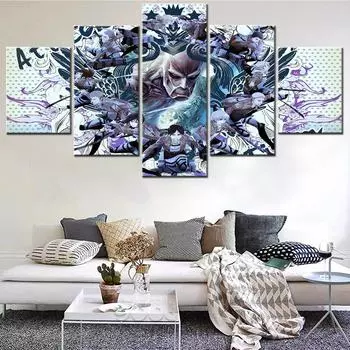 5 шт. Япония Аниме Атака Титанов Холст Мультфильм Плакат Гостиная Украшения Дома Модульная HD Печатная Современная Картина Живопись 20X35 20X45 20X55cm