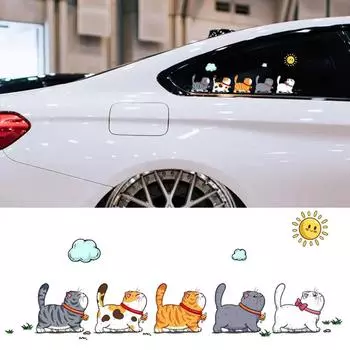 5 шт. забавные кошки животные наклейки на автомобиль наклейки украшения стиль кузова автомобиля дома окна креативные наклейки декор