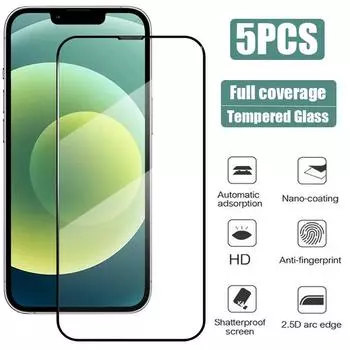 5 шт. закаленное стекло для iPhone 14 15 16 Pro Max X Xs Xr 12 13 Mini 11 защитное стекло для iPhone 16 15 14 Plus защитное стекло iphone 11 чистый