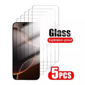 5 шт. закаленное стекло для iPhone 16 15 14 Pro Max Plus защитная пленка для экрана iPhone16+ 16Plus 16Pro 16ProMax защитная стеклянная пленка iphone 11 чистый