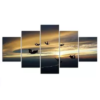 5 шт. закат самолет человек прыгающий декор 5 шт. холст картины настенное искусство HD печать фотографии плакат домашний декор без рамки декор комнаты 20x35 20x45 20x55cm