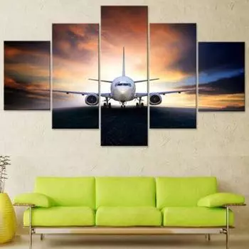 5 шт. Закат Самолет Холст Художественный Плакат Домашний Декор Картины Стены Без Рамки Картины Декор Комнаты Современный 5 Шт. HD Печать 20x35 20x45 20x55cm
