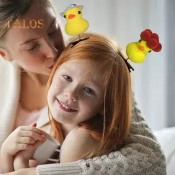 5 шт., заколка для волос «Маленькая желтая утка» с заячьими ушками, бантом, декор в виде короны, противоскользящая детская заколка для волос, весенний головной убор, Рождественский подарок A