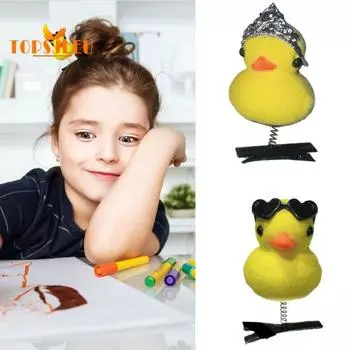 5 шт. заколки для волос, эластичная пружинная корона, солнцезащитные очки, декор шляпы, милая форма утки, мягкий плюш, противоскользящая, заколки для украшения волос C