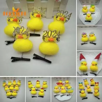 5 шт. заколки для волос, эластичный весенний бант, декор в форме милой утки, мягкий плюш, противоскользящий, легкий, заколки для украшения волос A