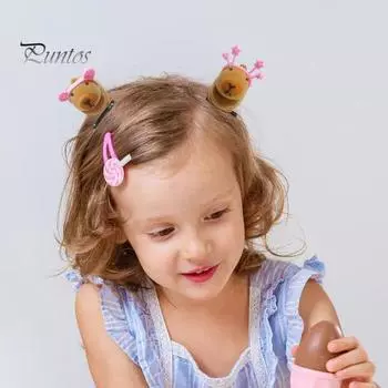 5 шт. заколок для волос с рисунком Капибалы, декор в виде розовых обручей для волос, заколки для волос случайного цвета, аксессуары для волос 5pcs