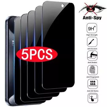5 шт. защитная пленка для экрана для iPhone 14, 11, 12, 13, 15 Pro Max Mini 7, 8 Plus, антишпионское закаленное стекло для IPhone 15 X XR XS MAX iphone 11 чистый