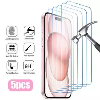 5 шт. защитное стекло для iPhone 16 15 14 13 12 11 Pro Max Mini Plus защитное стекло для iPhone X XR XS SE 2020 2022 7 8 6 6S iphone 11 чистый