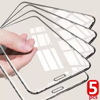 5 шт. защитное стекло для полного экрана iPhone 14 12 13 11 Pro Max X XS MAX XR пленка Samsung Galaxy A13 A33 A53 A73 M23 M33 Realme 8 9 Pro 8i iphone 6 / 6s чёрный