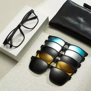 5 шт., зажим для очков TR90, поляризационные солнцезащитные очки для близорукости с магнитной присоской, очки для вождения, очки ночного видения, аксессуары для очков, подарки 1pcs