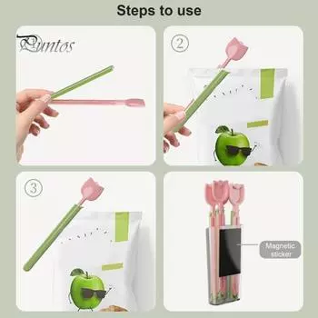 5 шт., зажимы для пищевых пакетов, в форме тюльпана, влагостойкие уплотнительные зажимы, уплотнитель для хранения закусок, кухонный инструмент для холодильника розовый