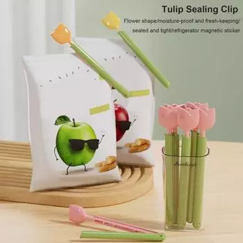 5 шт., зажимы для пищевых пакетов, в форме тюльпана, влагостойкие уплотнительные зажимы, уплотнитель для хранения закусок, кухонный инструмент для холодильника розовый