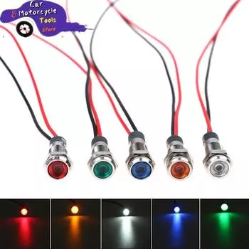 5 шт. желтый синий зеленый белый красный IP67 водонепроницаемый светодиодный металлический индикатор приборная панель панель сигнальная лампа 6 мм 12 В-24 В