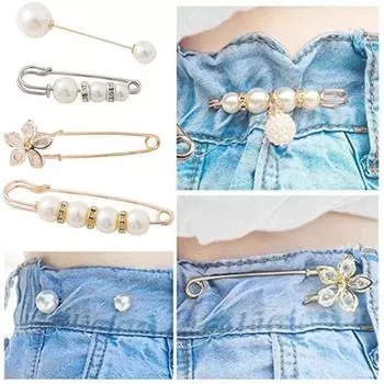 5 шт., женская декоративная брошь с большой булавкой из искусственного жемчуга, зажимы для одежды на талии