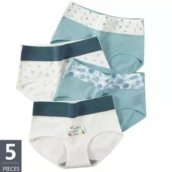 5 шт. женские хлопковые трусики с высокой талией, дышащее нижнее белье, женские трусы, размер L-XXL L