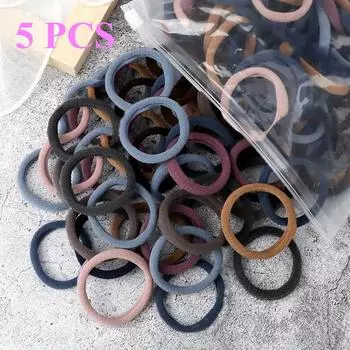 5 шт. женские и женские базовые резинки для волос 4 см простые однотонные эластичные повязки на голову веревки для волос резинки аксессуары для волос держатель для хвоста 5 PCS разноцветный