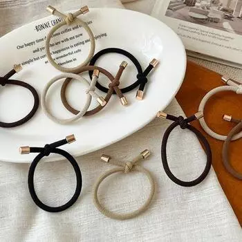 5 шт. женские резинки для волос высокие эластичные завязанные дизайн веревки для волос металлические чёрный