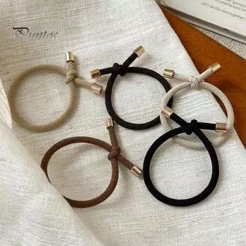 5 шт. женские резинки для волос, высокие эластичные завязанные дизайны, металлические украшения, держатели для хвостиков, аксессуары для волос чёрный