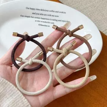 5 шт. женские резинки для волос, высокие эластичные завязанные дизайны, металлические украшения, держатели для хвостиков, аксессуары для волос чёрный