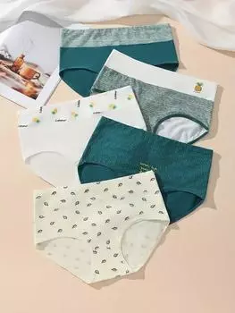 5 шт. Женские трусики из хлопка с высокой талией, утягивающее женское нижнее белье, дышащее модное принтованное женское нижнее белье для девочек, сексуальное женское белье M