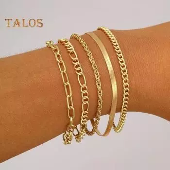 5 шт. женский браслет с застежкой-карабином, регулируемая полая цепочка, однотонный браслет, полированный, в стиле бохо, повседневная одежда, украшения для вечеринок 5pcs золотистый